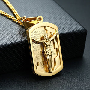 Colar Medalha Pai Nosso com Jesus Cristo em Aço - REF1602 - PIME.pt