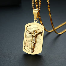 Carregar imagem no visualizador da galeria, Colar Medalha Pai Nosso com Jesus Cristo em Aço - REF1602 - PIME.pt