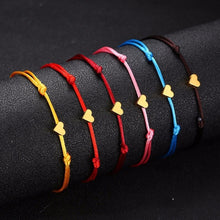 Carregar imagem no visualizador da galeria, Pulseira Fio Ajustável com Pequeno Coração - REF1577 - PIME.pt