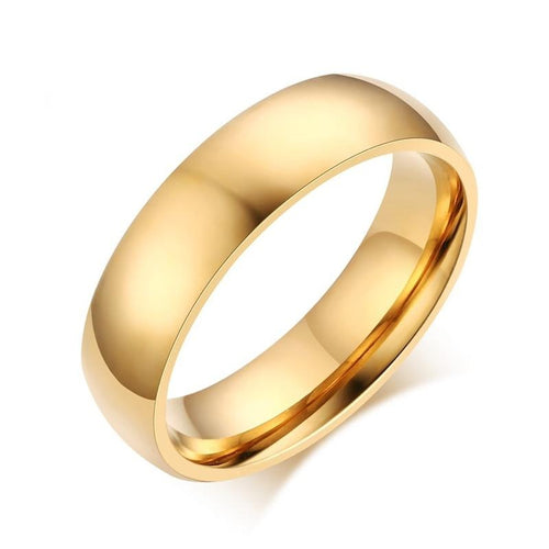 Aliança Dourada Tradicional Larga (6mm) em Aço para Casamento, Namoro ou Compromisso - REF1844 - PIME.pt