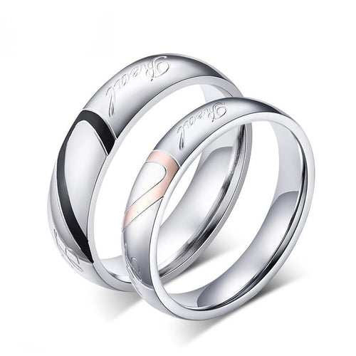 Aliança Coração Unido Real Love -  4mm e 5mm em Aço - Alianças de Namoro ou Compromisso (para Namorados) - REF00076 - PIME.pt