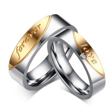 Carregar imagem no visualizador da galeria, Aliança Love com Pedra (5mm) ou Forever (6mm) em Aço para Casamento, Namoro ou Compromisso - REF00018 - PIME.pt