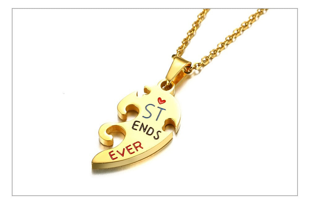 Dois Colares para Melhores Amigos - Best Friend Forever - Formato Coração em Aço - REF1535 - PIME.pt