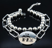 Carregar imagem no visualizador da galeria, Pulseira Namorados com Cão e Corações em Aço - REF1368 - PIME.pt