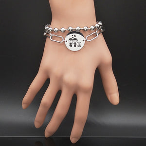 Pulseira Namorados com Cão e Corações em Aço - REF1368 - PIME.pt