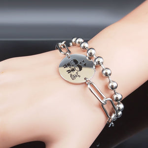 Pulseira Namorados com Cão e Corações em Aço - REF1368 - PIME.pt