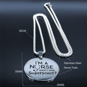 Colar Enfermagem (Sou Enfermeira, qual é o teu super poder?) em Aço - REF1367 - PIME.pt