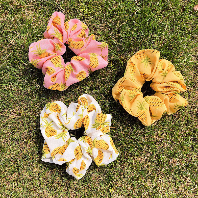 Quatro elásticos para o cabelo em quatro cores diferentes com Ananás - REF1371 - PIME.pt