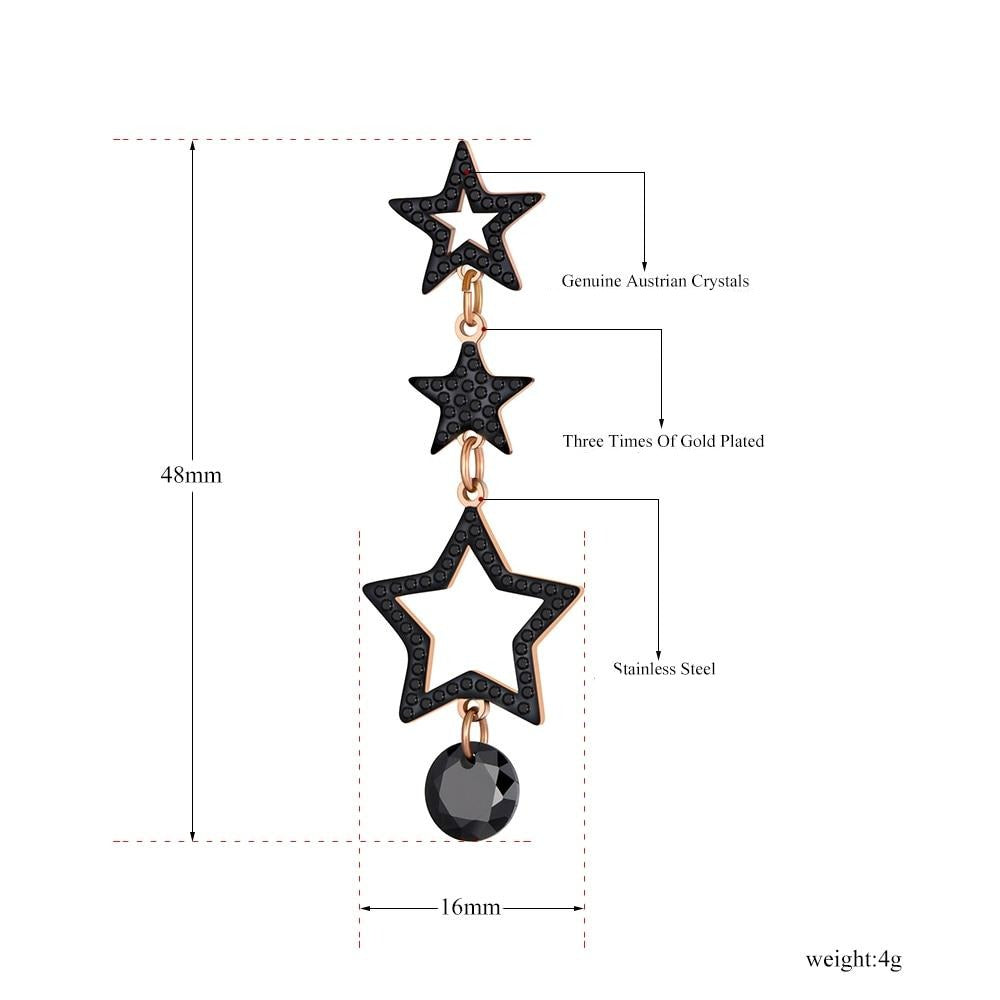 Brincos Verticais Chuva de Estrelas em Aço - REF1550 - PIME.pt