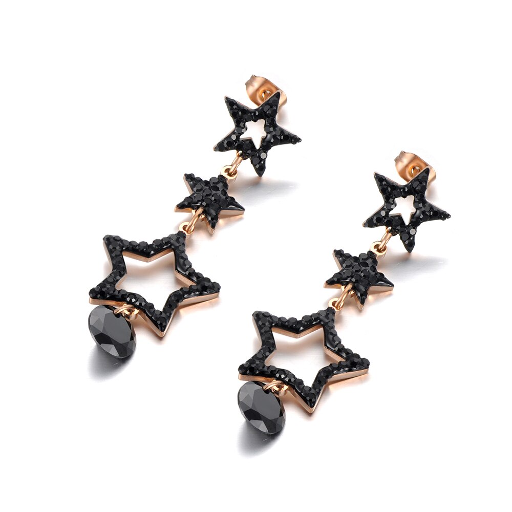 Brincos Verticais Chuva de Estrelas em Aço - REF1550 - PIME.pt