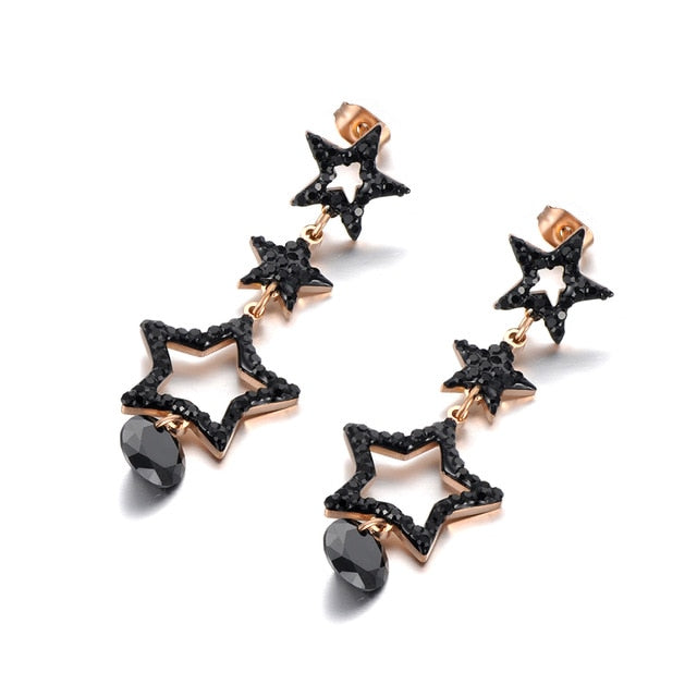 Brincos Verticais Chuva de Estrelas em Aço - REF1550 - PIME.pt