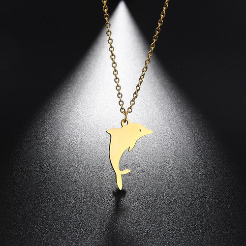 Colar Golfinho Dourado em Aço - REF1412 - PIME.pt