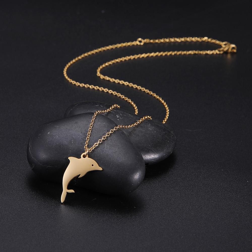 Colar Golfinho Dourado em Aço - REF1412 - PIME.pt
