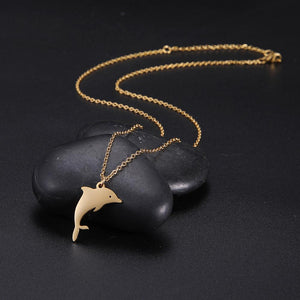 Colar Golfinho Dourado em Aço - REF1412 - PIME.pt