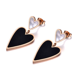 Brincos Dois Corações em Aço - REF1563 - PIME.pt
