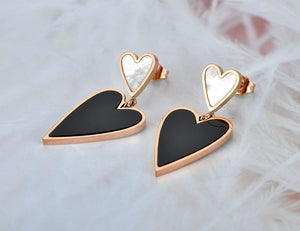 Brincos Dois Corações em Aço - REF1563 - PIME.pt