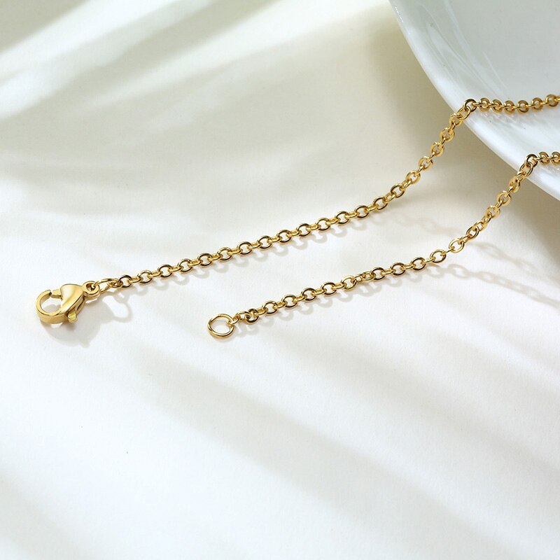 Colar Dourado Mocho com Olhos de Cristal e Coração Azul - em Aço - REF1540 - PIME.pt