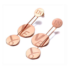 Carregar imagem no visualizador da galeria, Brincos IN LOVE com Três Medalhas em Aço - REF1557 - PIME.pt