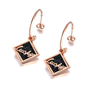 Brincos da Sorte (Lucky) com Pedras Pretas - em Aço - REF1553 - PIME.pt