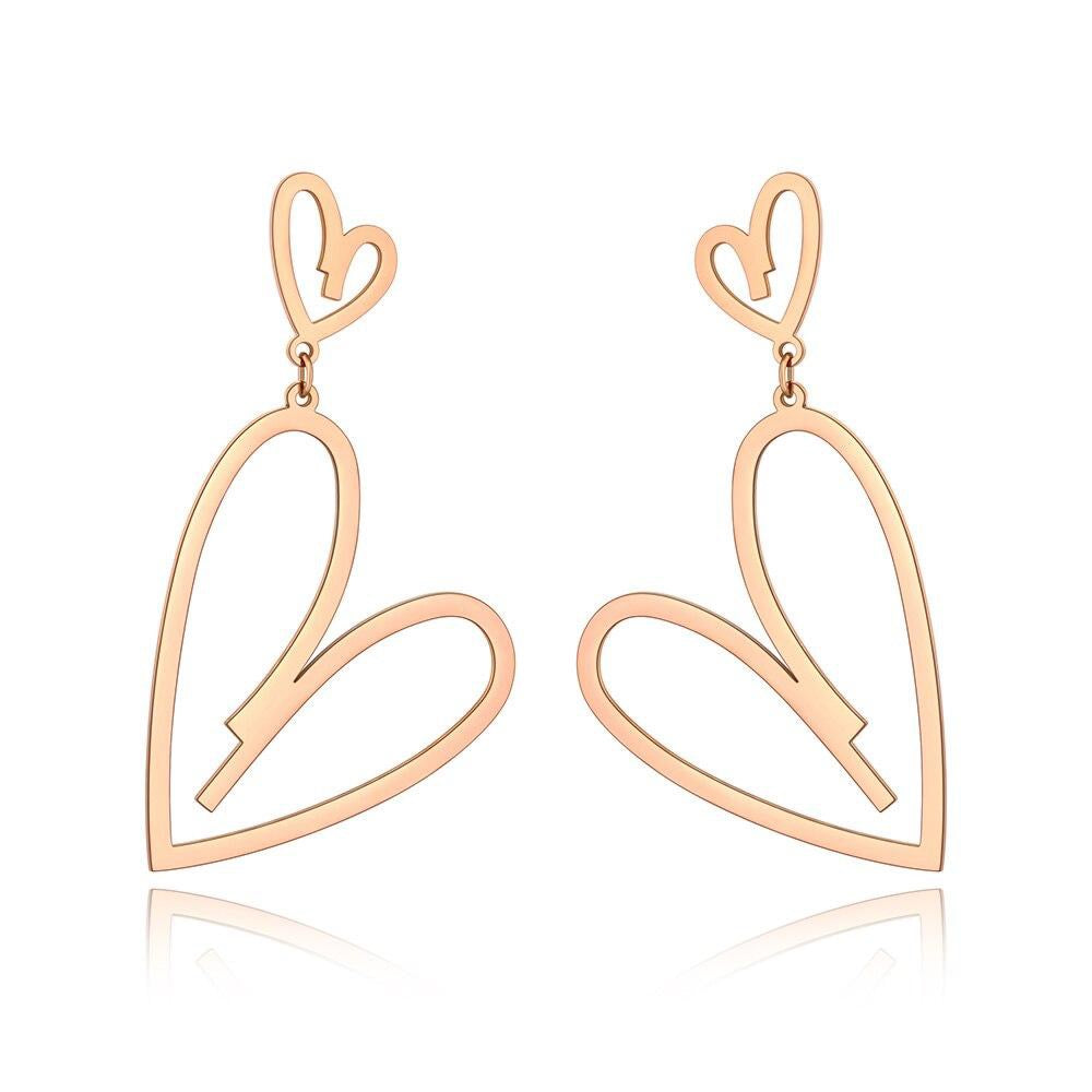 Brincos Dois Corações em Aço - REF1590 - PIME.pt