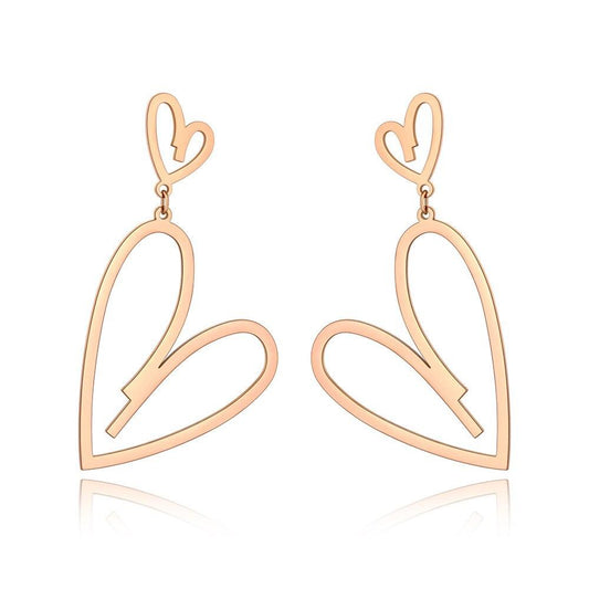 Brincos Dois Corações em Aço - REF1590 - PIME.pt