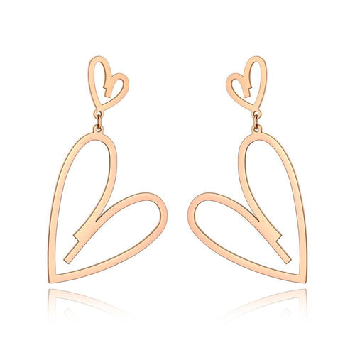 Brincos Dois Corações em Aço - REF1590 - PIME.pt