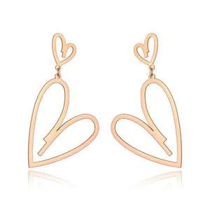 Brincos Dois Corações em Aço - REF1590 - PIME.pt