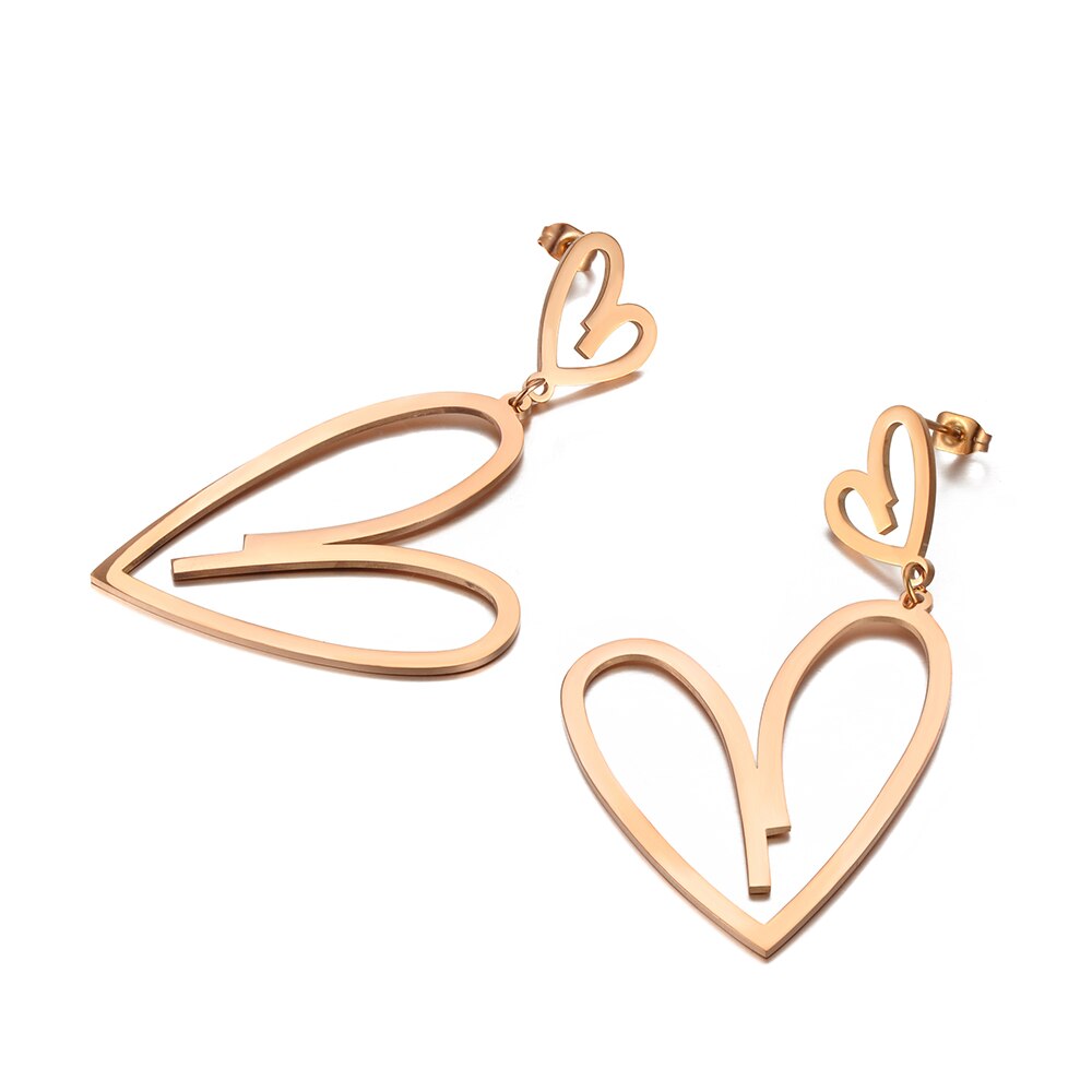 Brincos Dois Corações em Aço - REF1590 - PIME.pt