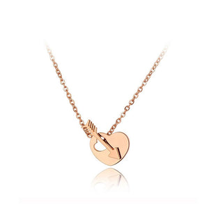 Colar Coração com Flecha do Cupido em Aço - REF1587 - PIME.pt