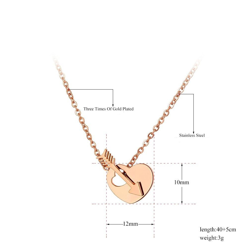 Colar Coração com Flecha do Cupido em Aço - REF1587 - PIME.pt
