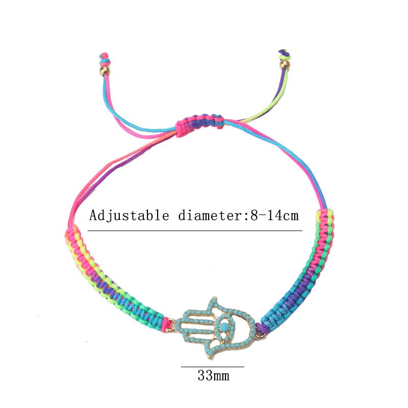 Pulseira Ajustável Colorida Mão de Fátima - Protecção - REF1606 - PIME.pt