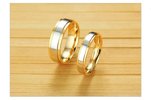 Aliança Dourada com Centro Prateado - 4mm e 6mm - em Aço para Casamento, Namoro ou Compromisso - REF0002321 - PIME.pt