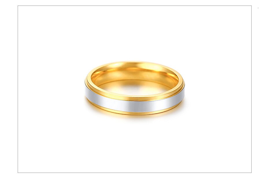 Aliança Dourada com Centro Prateado - 4mm e 6mm - em Aço para Casamento, Namoro ou Compromisso - REF0002321 - PIME.pt