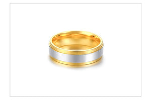 Aliança Dourada com Centro Prateado - 4mm e 6mm - em Aço para Casamento, Namoro ou Compromisso - REF0002321 - PIME.pt