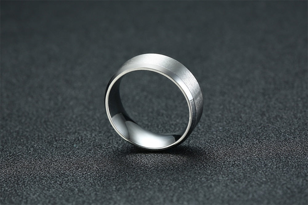 Aliança Prateada com Rebordo Brilhante (8mm) em Aço - REF00093 - PIME.pt