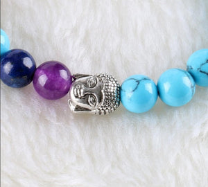 Pulseira 7 Chakras com Pedras Naturais Howlita Azul - REF1017