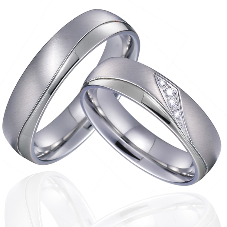 Aliança Prateada com Pedras ou com Linha Simples 6mm em Aço para Casamento, Namoro ou Compromisso - REF1008 - PIME.pt