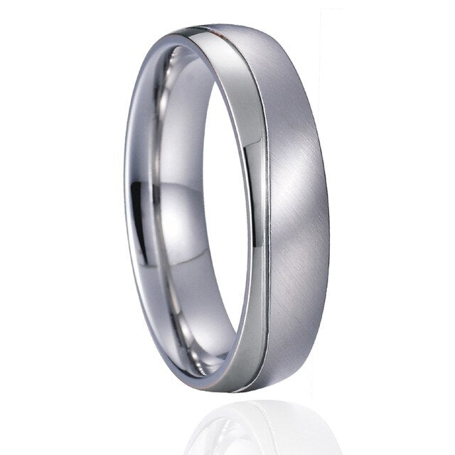 Aliança Prateada com Pedras ou com Linha Simples 6mm em Aço para Casamento, Namoro ou Compromisso - REF1008 - PIME.pt