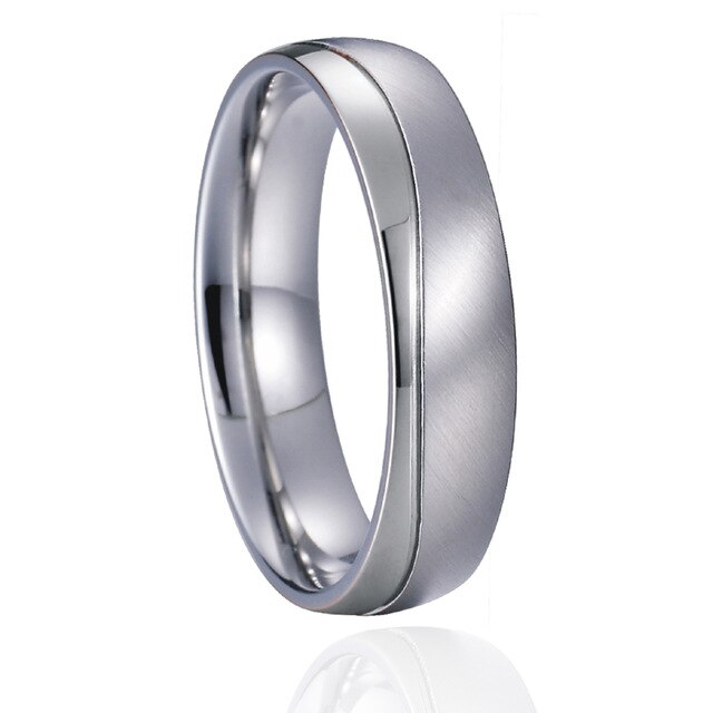 Aliança Prateada com Pedras ou com Linha Simples 6mm em Aço para Casamento, Namoro ou Compromisso - REF1008 - PIME.pt