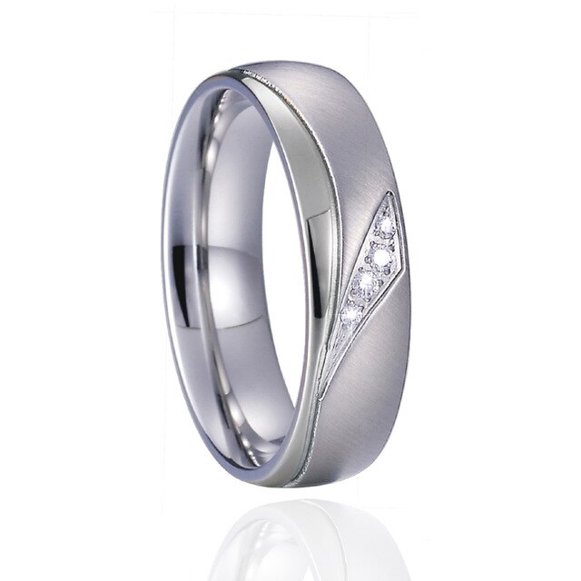 Aliança Prateada com Pedras ou com Linha Simples 6mm em Aço para Casamento, Namoro ou Compromisso - REF1008 - PIME.pt