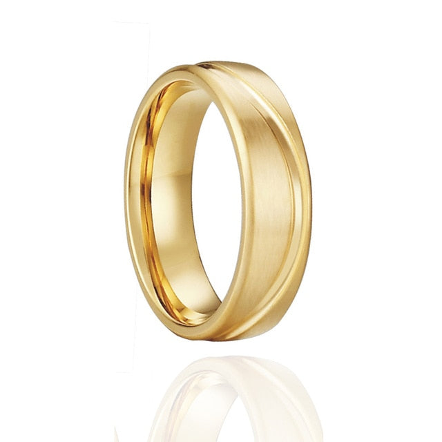 Aliança Dourada com Pedras ou Dourada com Linha Simples 6mm em Aço para Casamento, Namoro ou Compromisso - REF1001 - PIME.pt