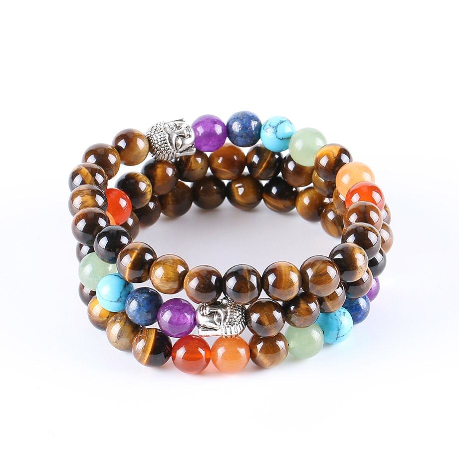 Pulseira Olho de Tigre e Pedras 7 Chakras - REF1055 - PIME.pt