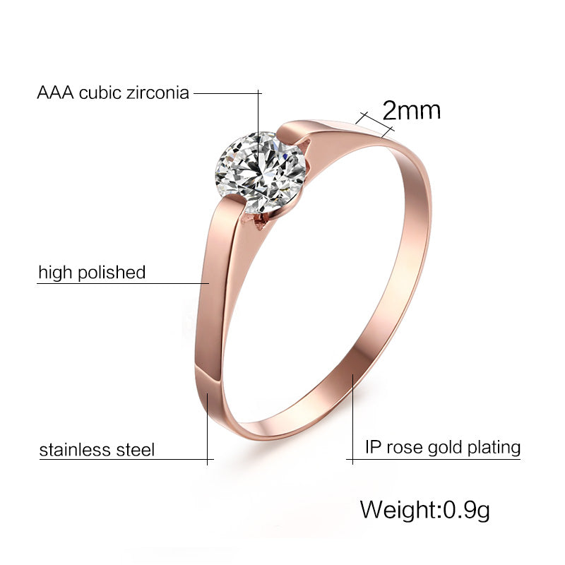 Anel de Noivado Dourado Rosa em Aço - REF1196 - PIME.pt