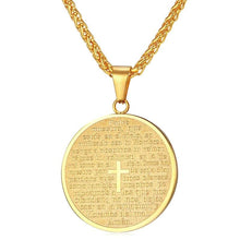 Carregar imagem no visualizador da galeria, Colar Medalha com Pai Nosso - Cruz Cristã - em Aço - REF1130 - PIME.pt