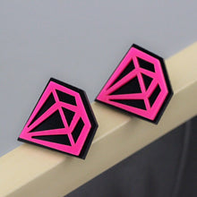 Carregar imagem no visualizador da galeria, Brincos Diamante Rosa e Preto - REF1611 - PIME.pt