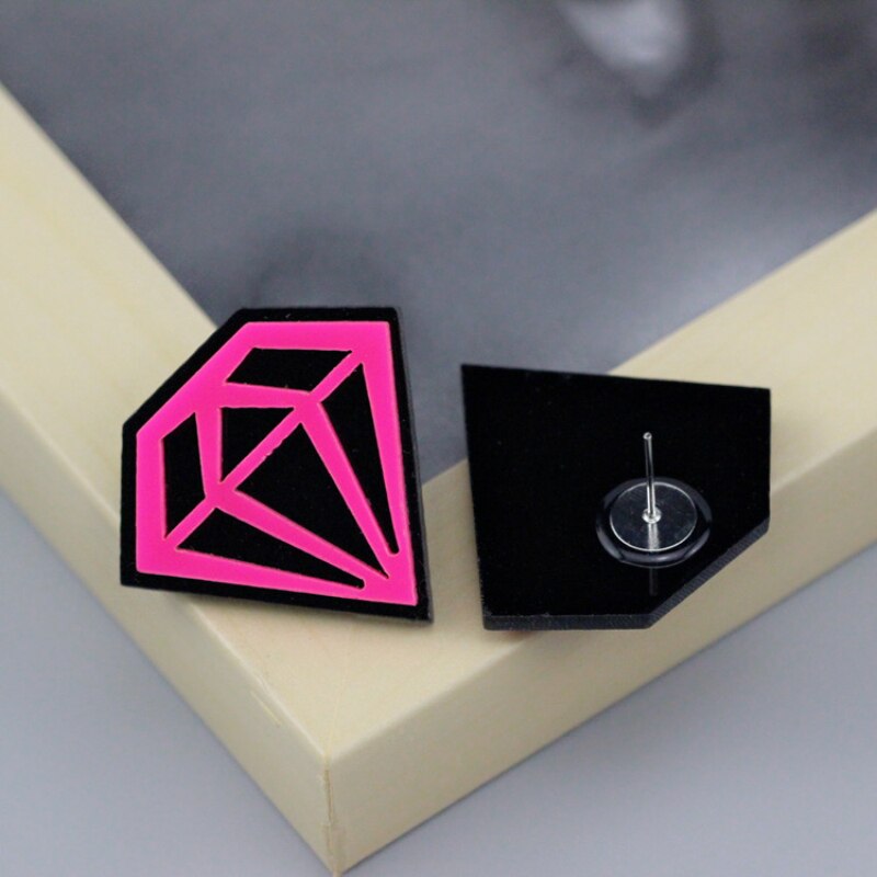 Brincos Diamante Rosa e Preto - REF1611 - PIME.pt