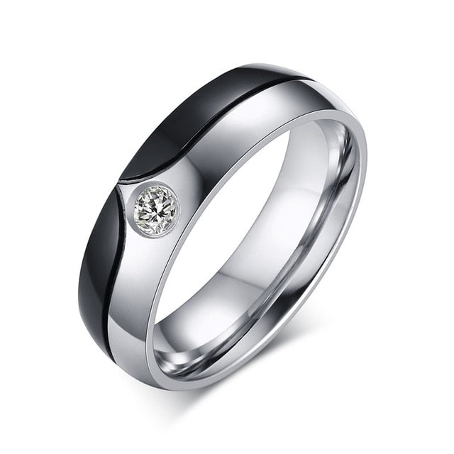 Aliança Prateada com Rebordo Preto (6mm) ou Rebordo Dourado Rosa (4mm) em Aço - REF00011 - PIME.pt