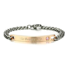 Carregar imagem no visualizador da galeria, Pulseira para Namorados ou Casais - His Beauty/Her Beast - em Aço - REF1068 - PIME.pt