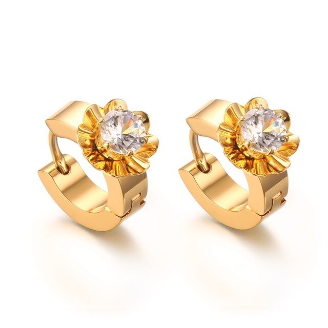 Brincos Flor em Cristal em Aço - REF1179 - PIME.pt