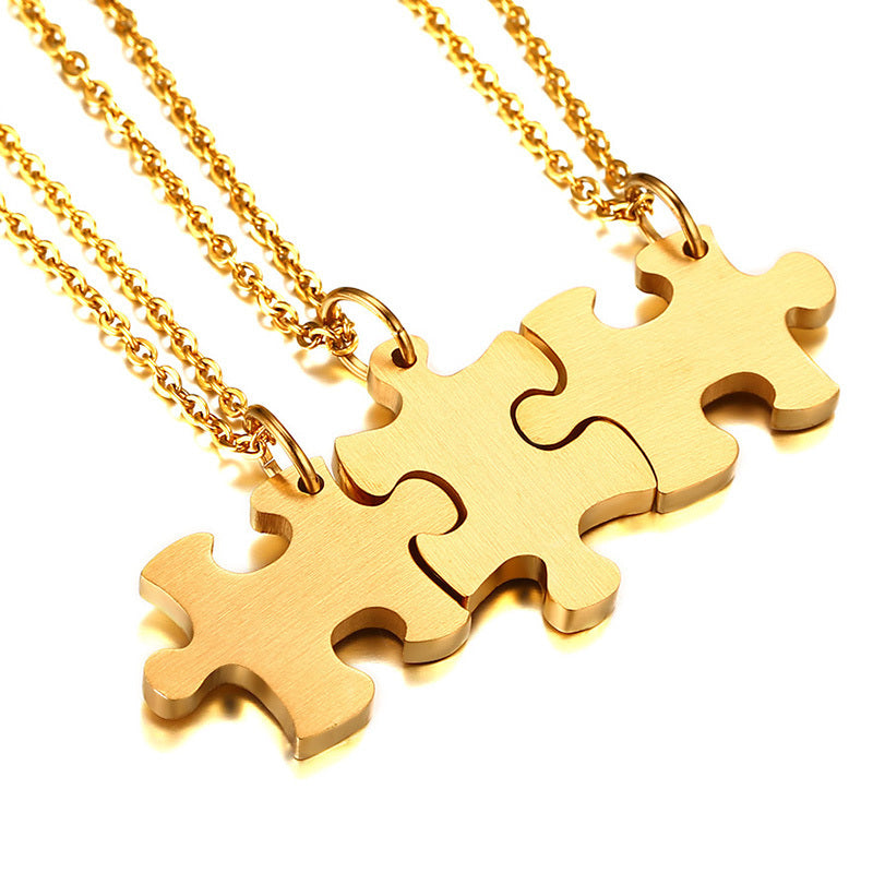 3 Colares - Puzzle - Estaremos Sempre Conectados - em Aço - REF1090 - PIME.pt